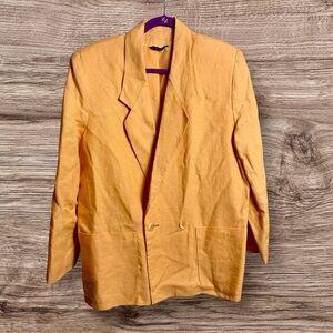 Vintage Larry Levine 100% oversized linen jacket. Yellow/orange. Size 12